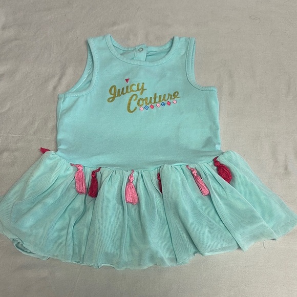 Juicy Couture sleeveless dress with Blue Tulle Skirt and pink/red tassels - Picture 1 of 5